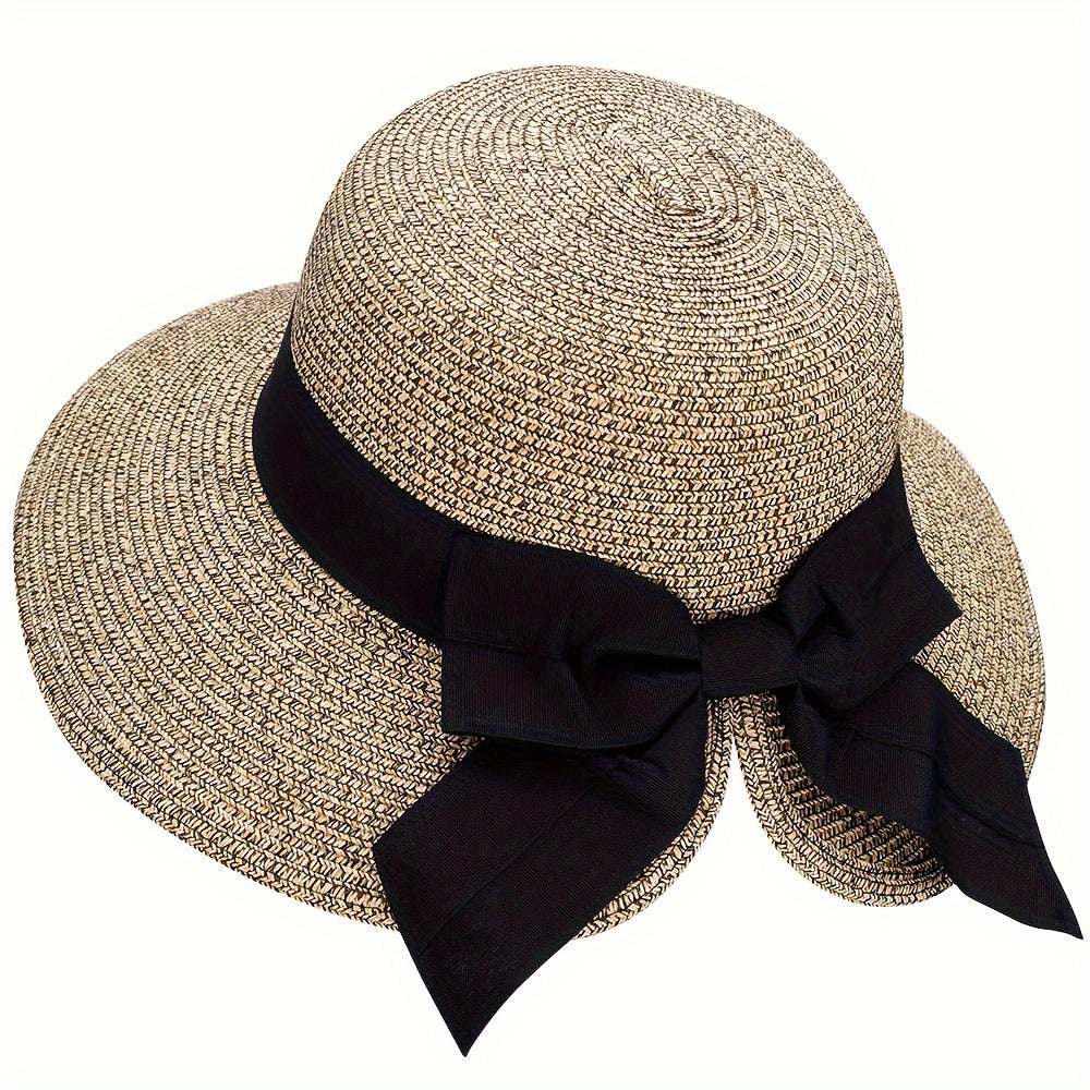 Foldable Summer Sun Hat for Women, Beach Straw Bucket Floppy Women's Sun Hats