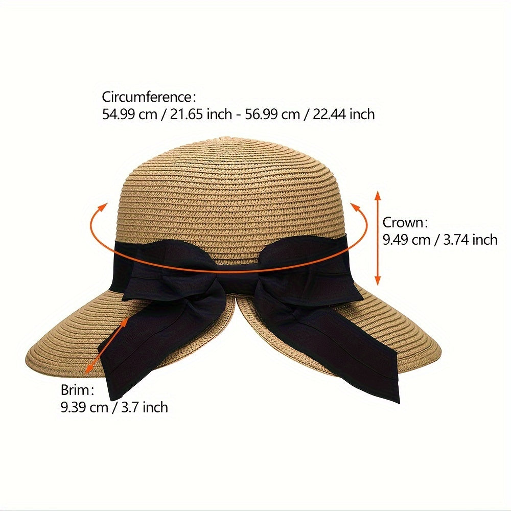 Foldable Summer Sun Hat for Women, Beach Straw Bucket Floppy Women's Sun Hats