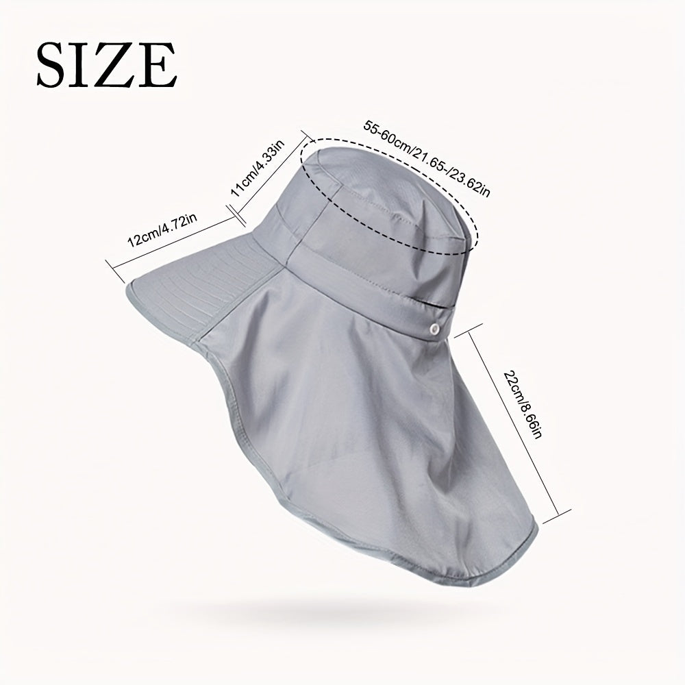 Rollable Wide Brim Sun Hats For Women with Neck Flap Ponytail Hole
