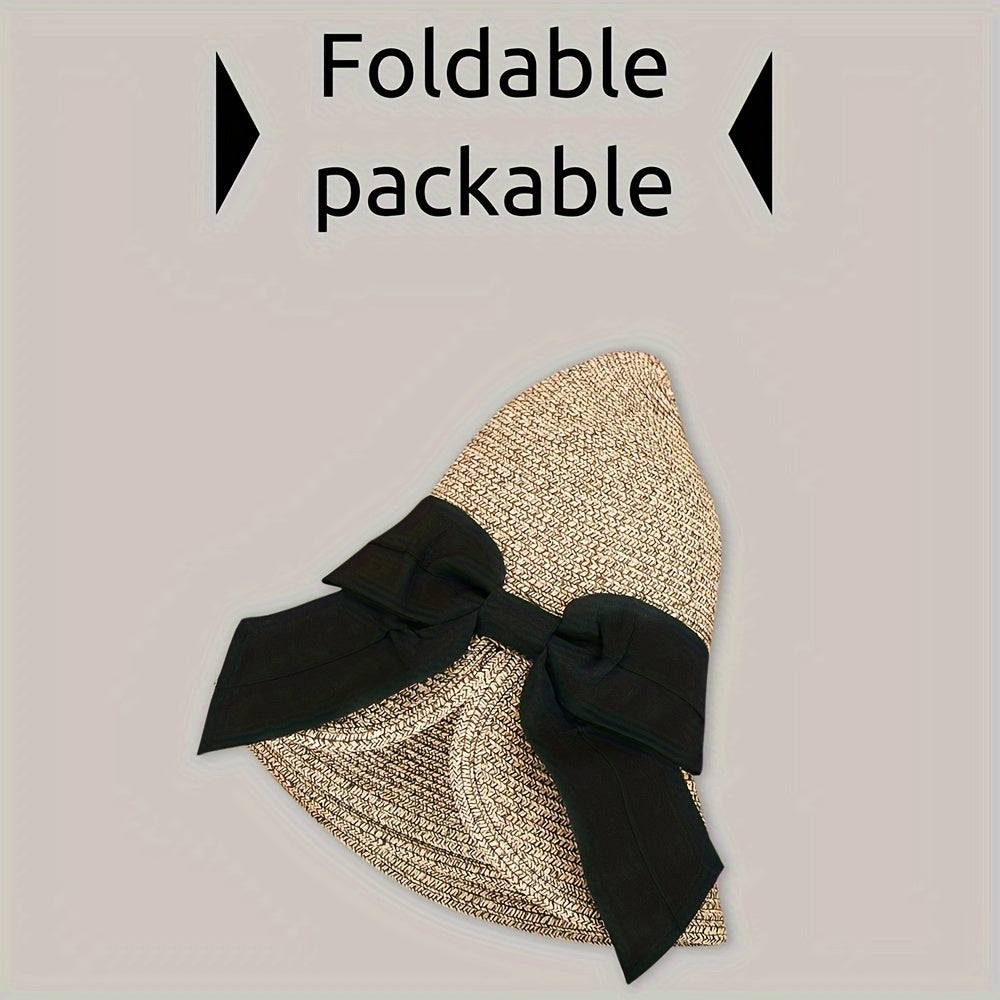 Foldable Summer Sun Hat for Women, Beach Straw Bucket Floppy Women's Sun Hats