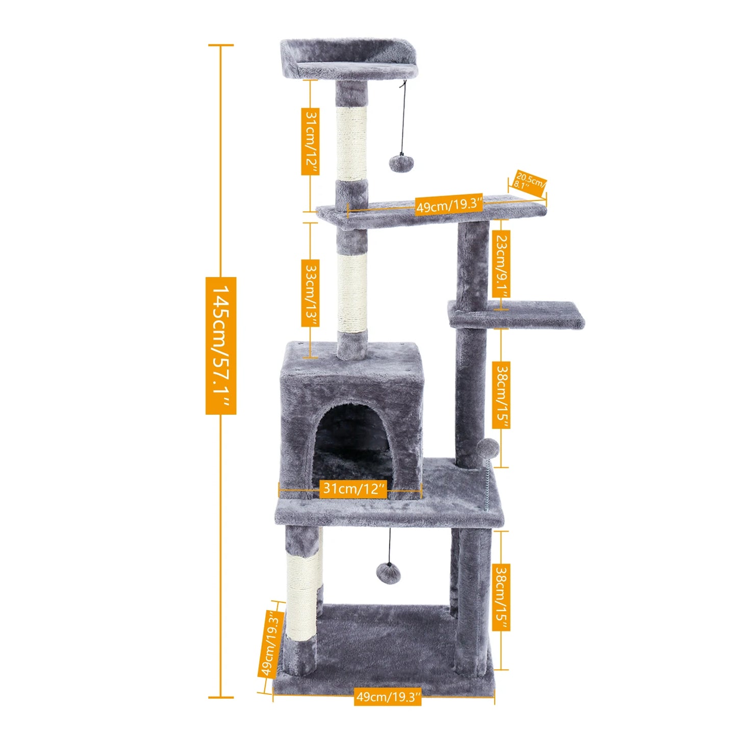 Multi-Level Stairs for Dog Cat Tree Condo Sisal Scratching Posts Bed