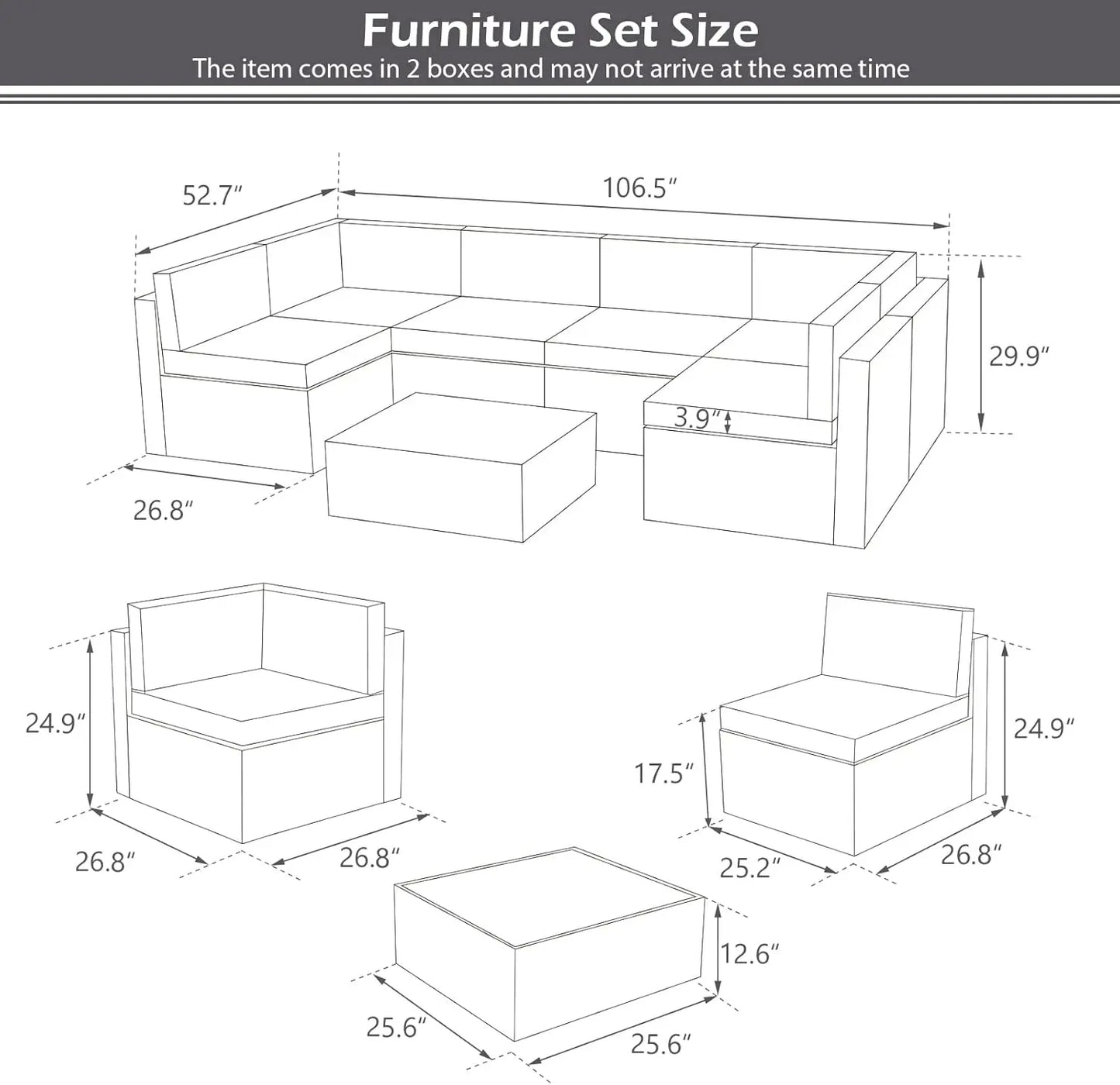 Elegant Outdoor Sectional Furniture Chair Set for Patios