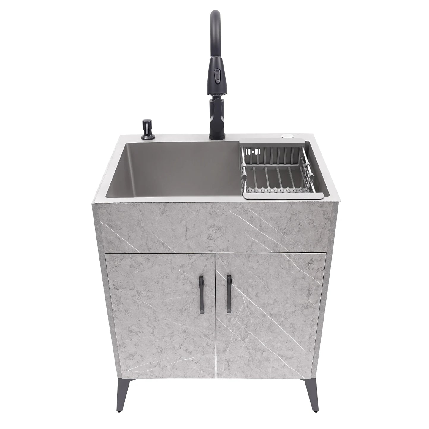 Stainless Steel Kitchen Sink with Cabinet and Faucet Portable Laundry Sink