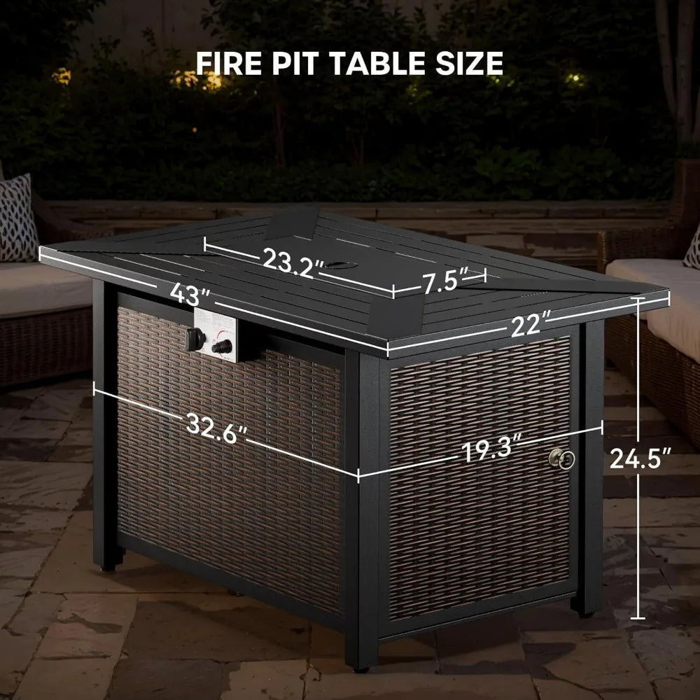 Outdoor Fire Table 43in Fire Pit Table 50000 BTU Propane