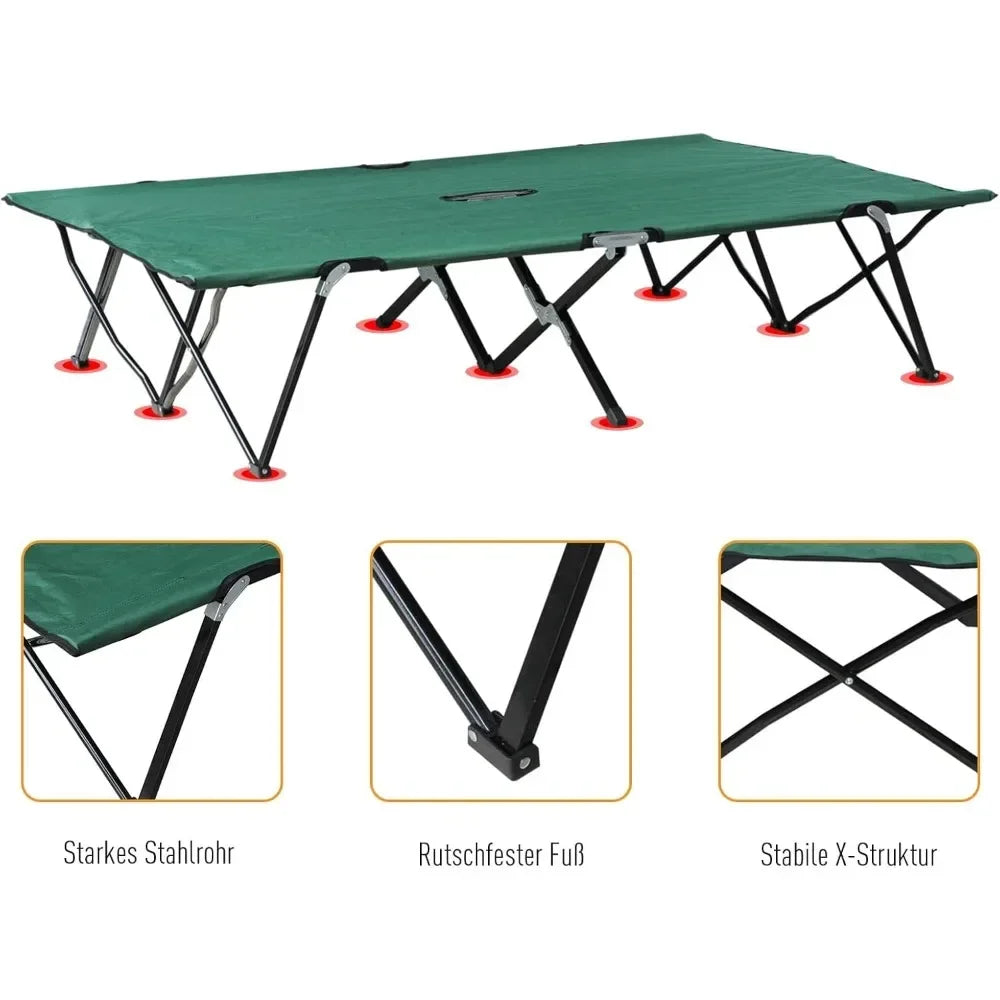 2 Person Folding Camping Cot 50 Inch Extra Wide Outdoor Portable Sleeping Cot with Carry Bag Elevated Camping Bed Beach Hiking