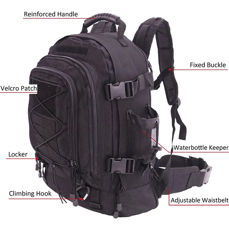 LQARMY 60L Military Tactical Backpack Molle Rucksack Outdoor