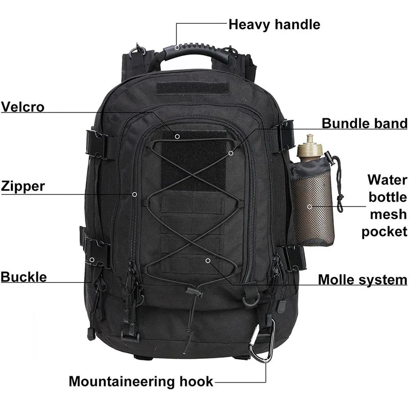 LQARMY 60L Military Tactical Backpack Molle Rucksack Outdoor
