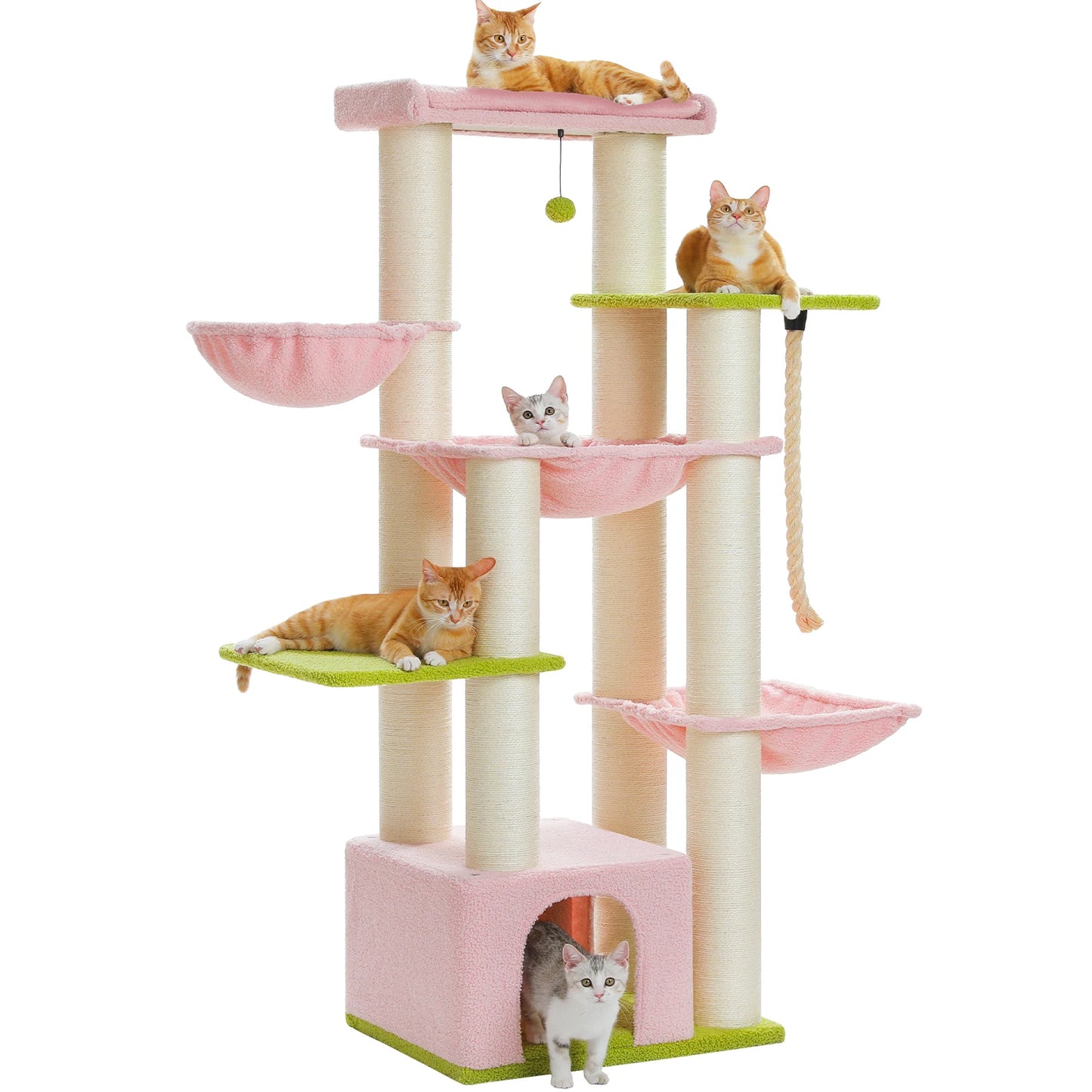 Large Cat Tree for Indoor Cats Thick Scratching Posts Hammock MultiLevel Cat Condo