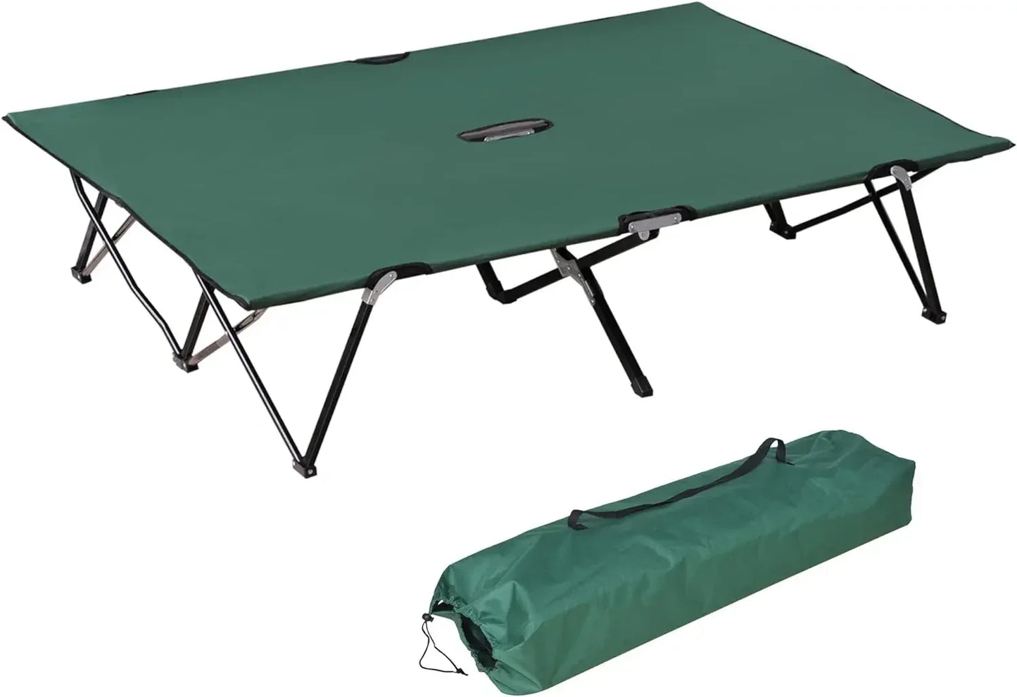 2 Person Folding Camping Cot 50 Inch Extra Wide Outdoor Portable Sleeping Cot with Carry Bag Elevated Camping Bed Beach Hiking