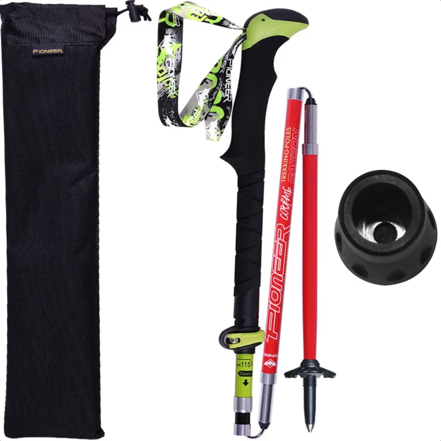 Professional Folding Trekking Poles Carbon Alpenstocks Hiking Sticks
