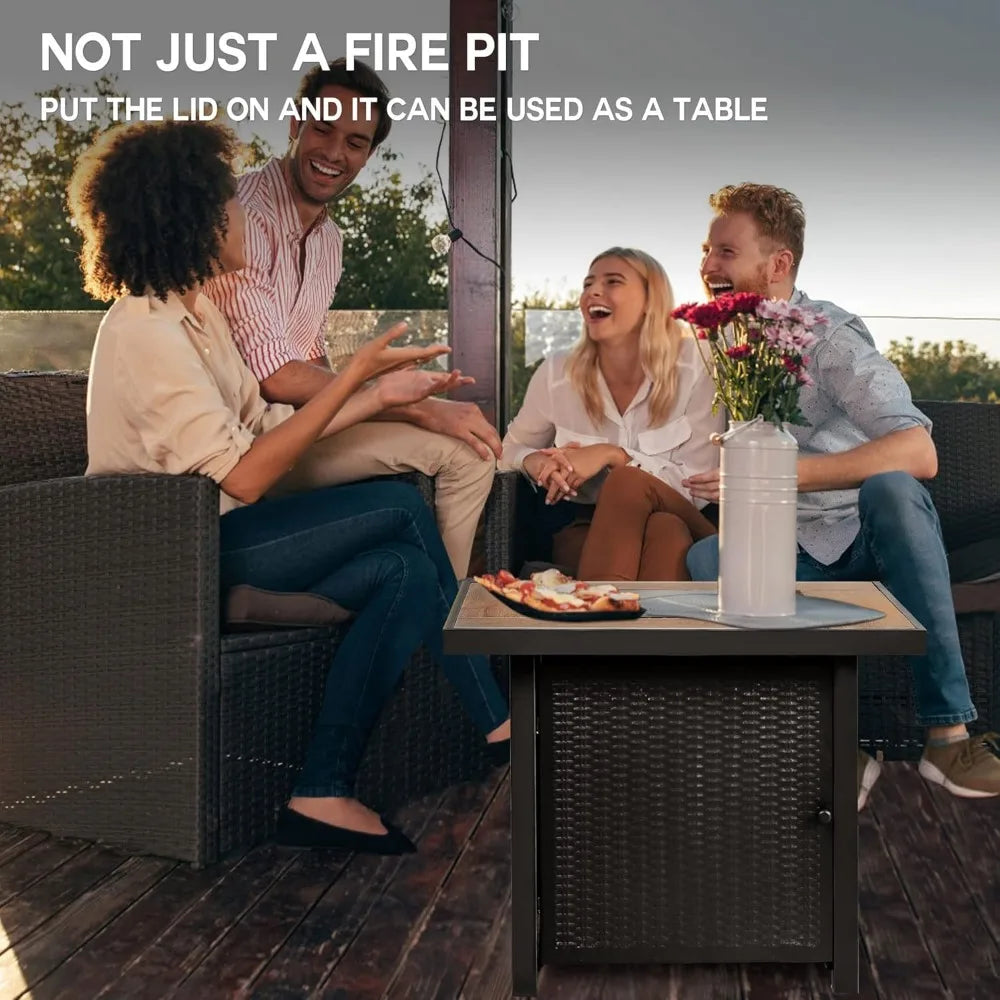 30 Inch Propane Gas Pit Table With Fire-resistant Glass, 50000 BTU