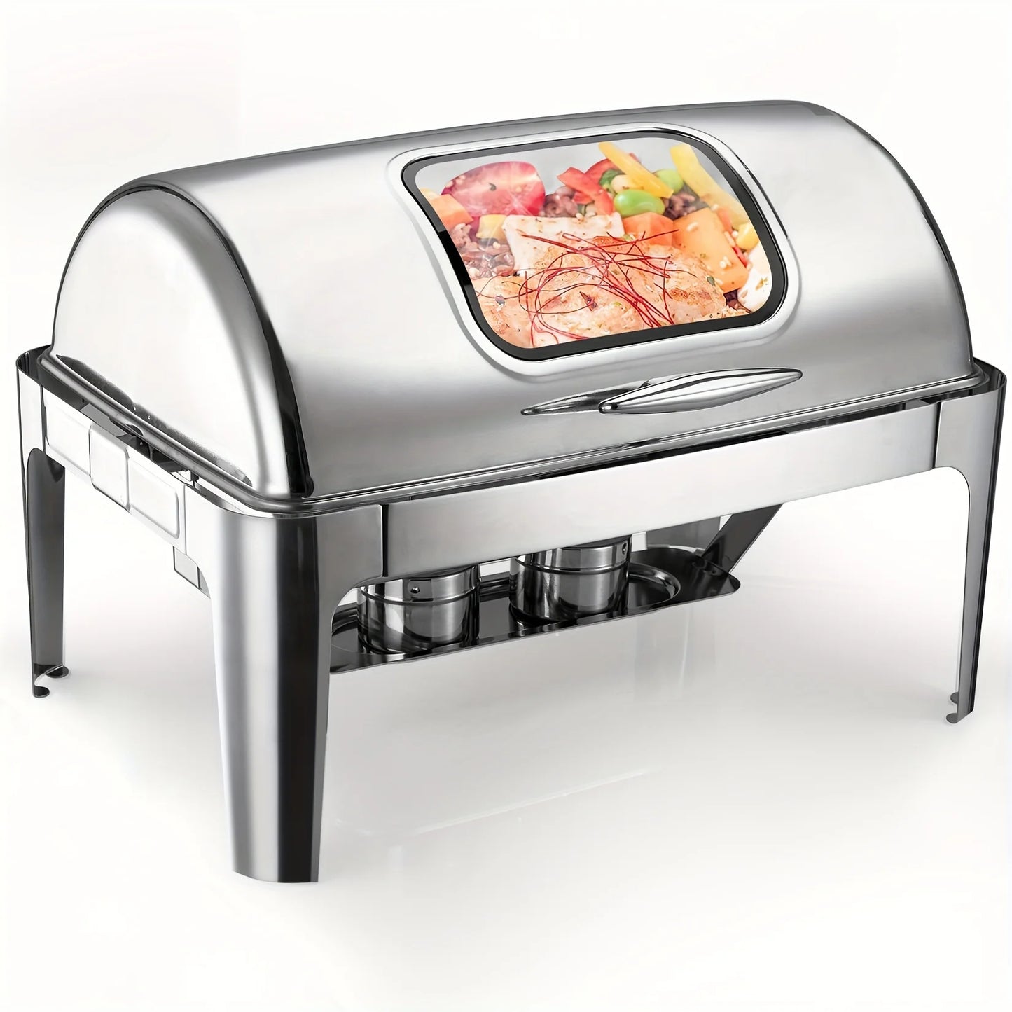 Stainless Steel Roll-Top Chafing Dish Set - 9Qt Cap