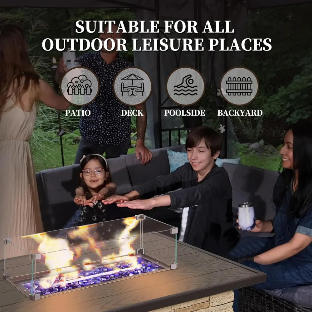 43 Inch Propane Fire Pit Table Outdoor Stone 50000 BTU