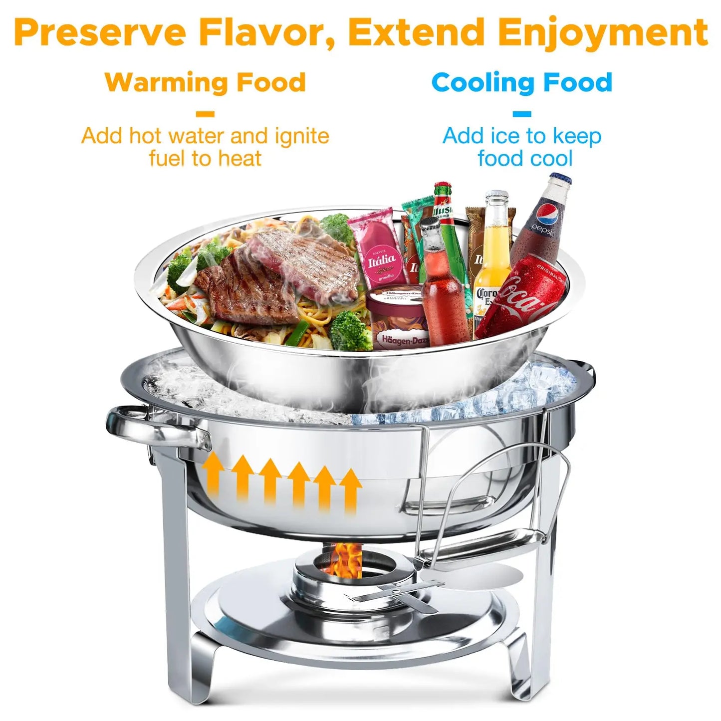 Chafing Dish Buffet Set 2 Pack 5QT Glass Lid Stainless Steel
