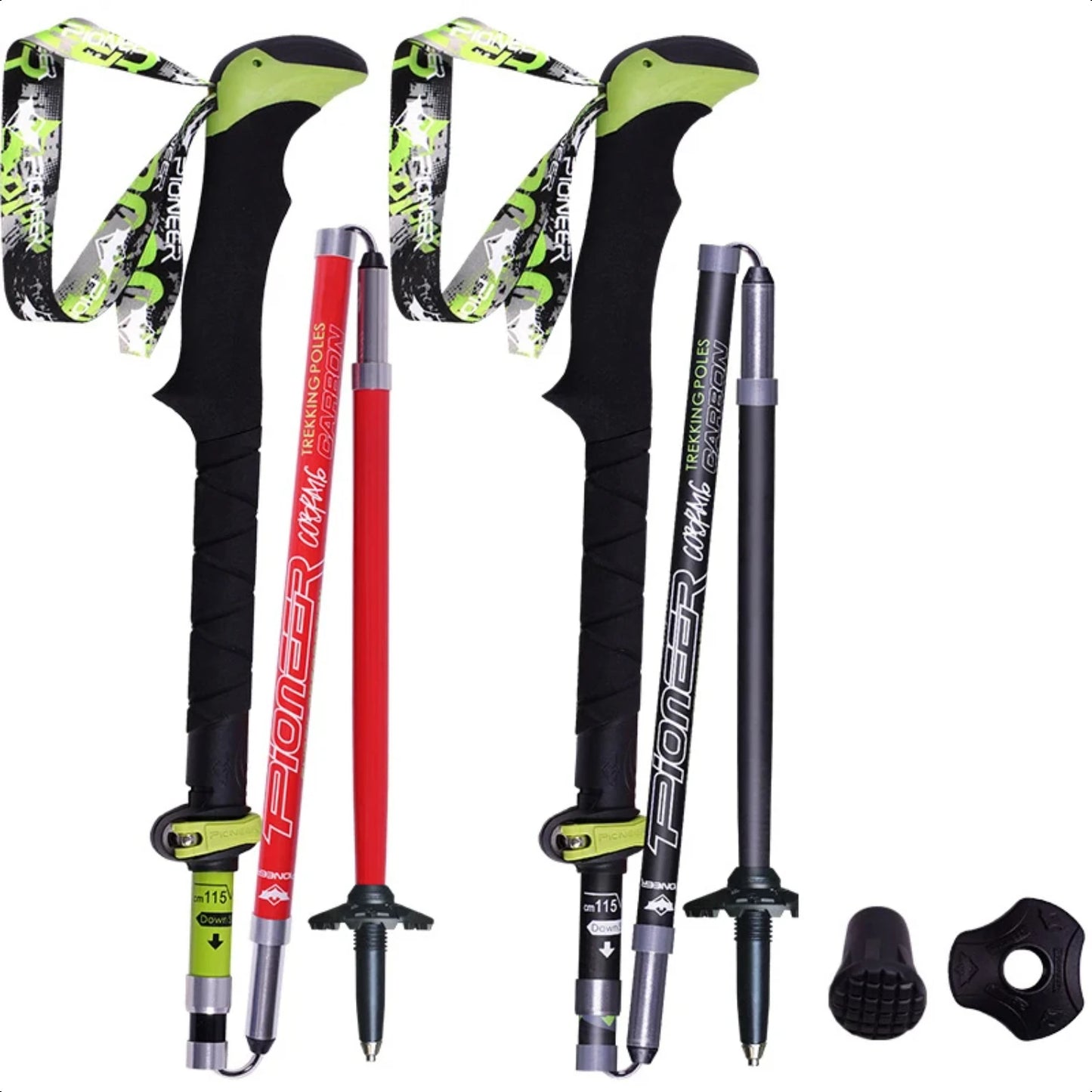 Professional Folding Trekking Poles Carbon Alpenstocks Hiking Sticks
