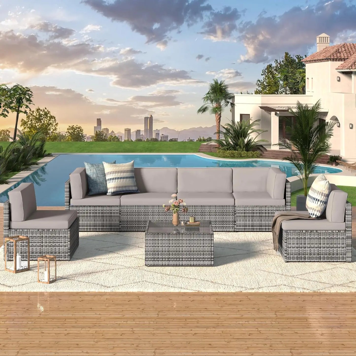 Elegant Outdoor Sectional Furniture Chair Set for Patios