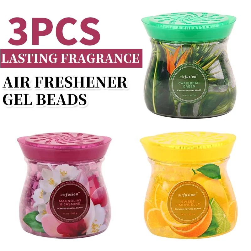 Odor Eliminator Gel Crystal Bead Gel for Home Bathrooms Cars Boats 14 Oz 3 Pcs
