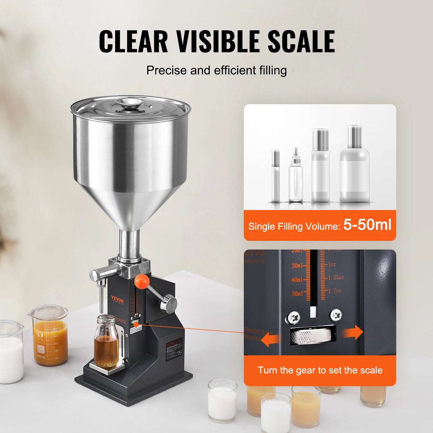 VEVOR A03 5-50ml Manual Liquid Filling Machine for Honey