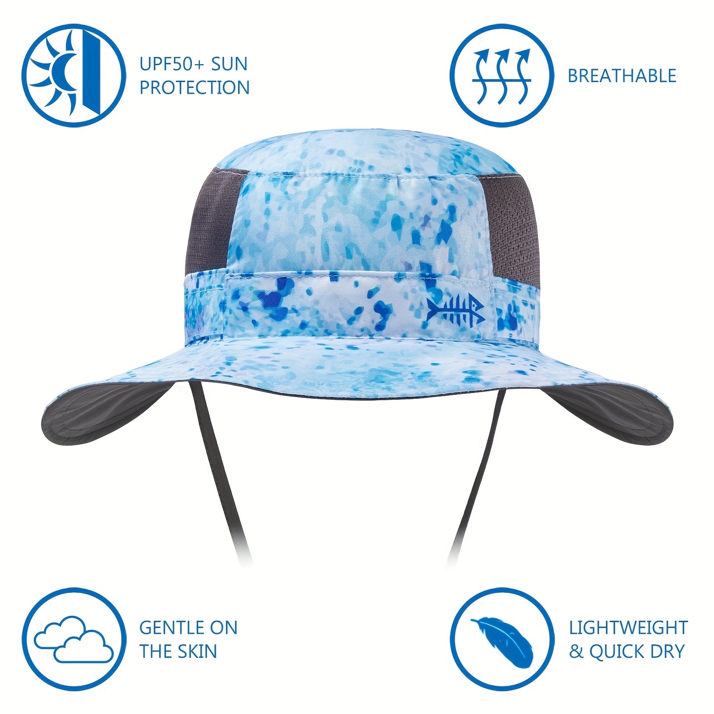 Bassdash UPF 50+ UV Protection Bucket Hat Water Resistant with Detachable Neck Flap