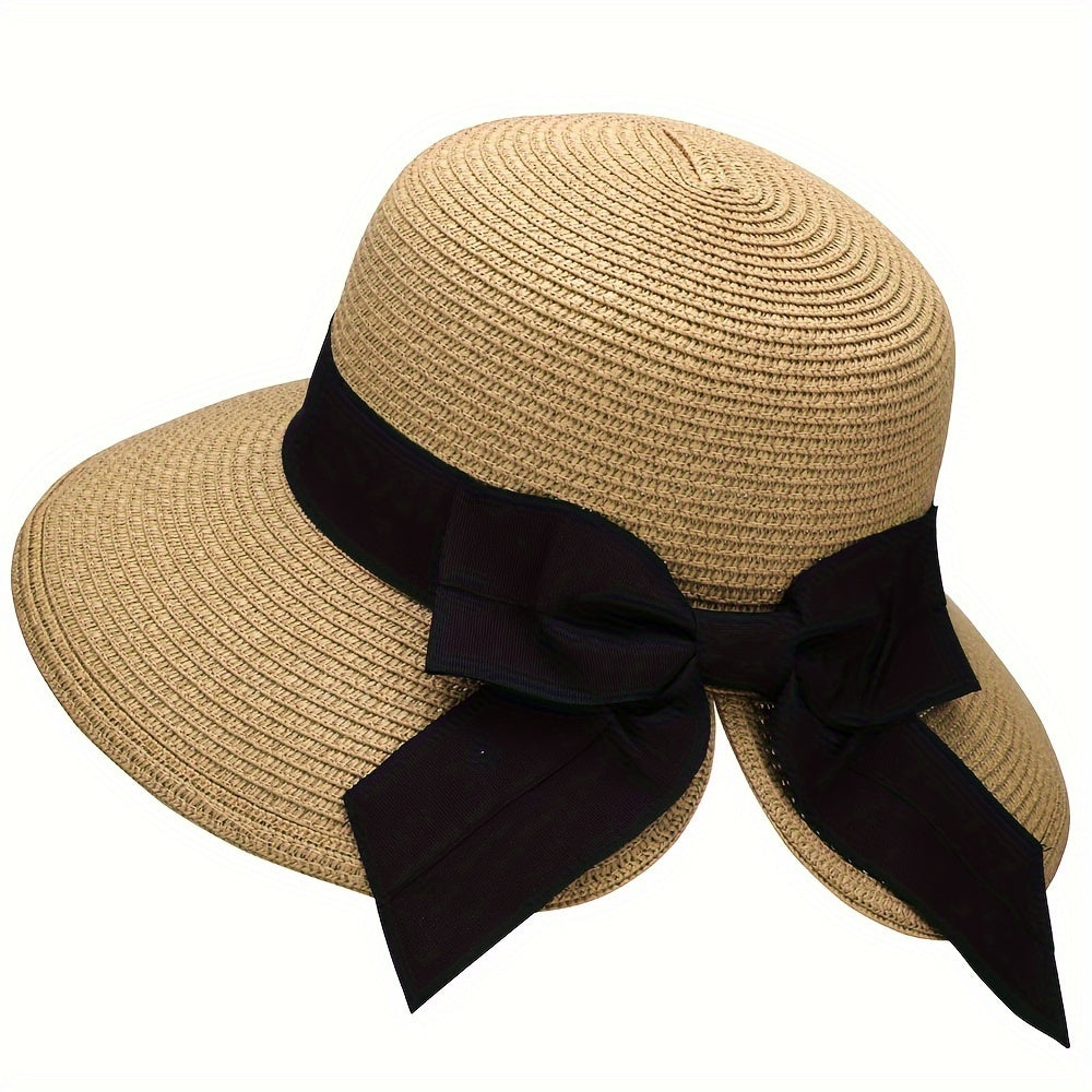 Foldable Summer Sun Hat for Women, Beach Straw Bucket Floppy Women's Sun Hats