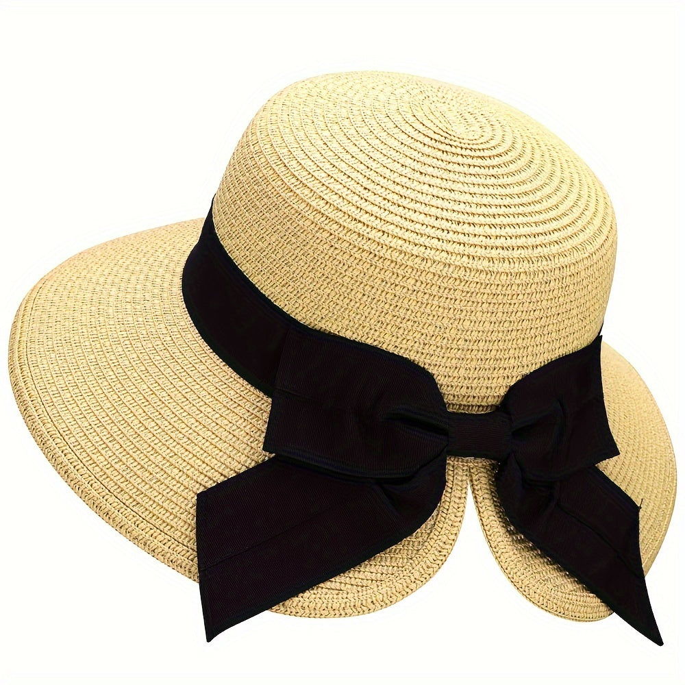 Foldable Summer Sun Hat for Women, Beach Straw Bucket Floppy Women's Sun Hats