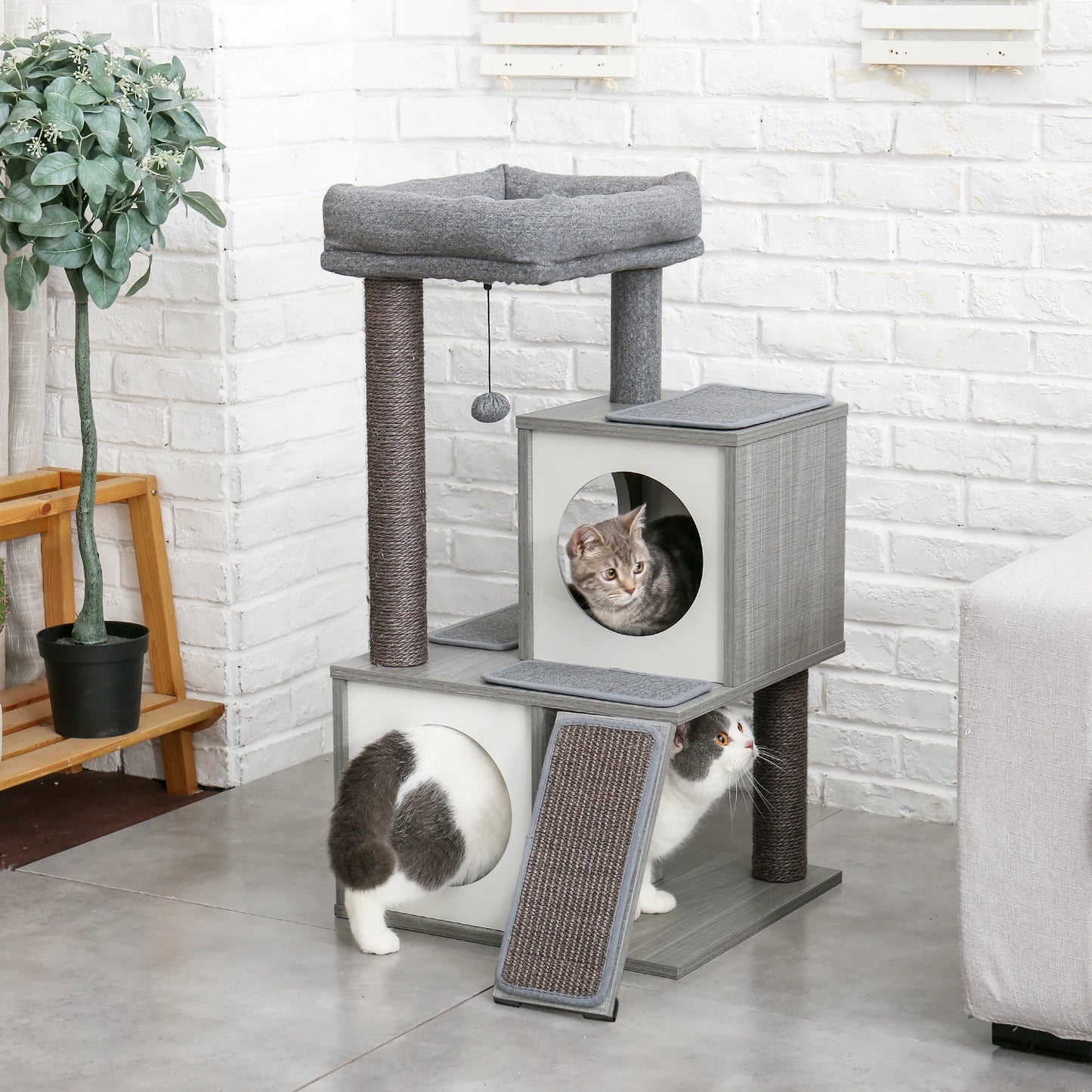 Multi-Level Stairs for Dog Cat Tree Condo Sisal Scratching Posts Bed