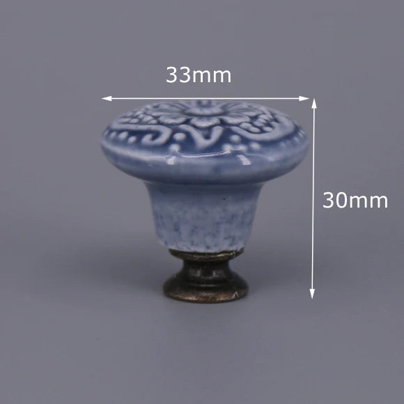 1PC Children Room Drawer Dresser Handles Blue Ceramic Knob