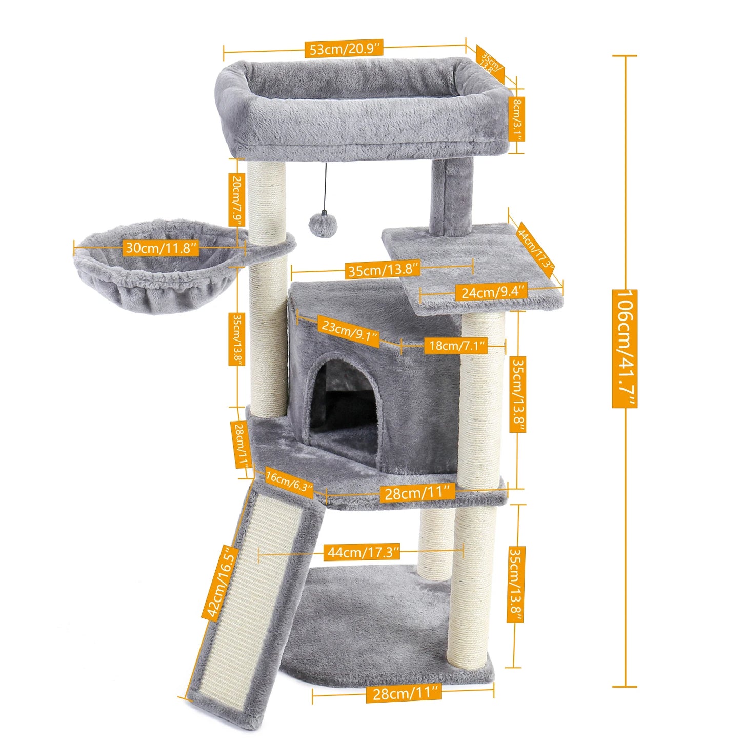 Multi-Level Stairs for Dog Cat Tree Condo Sisal Scratching Posts Bed