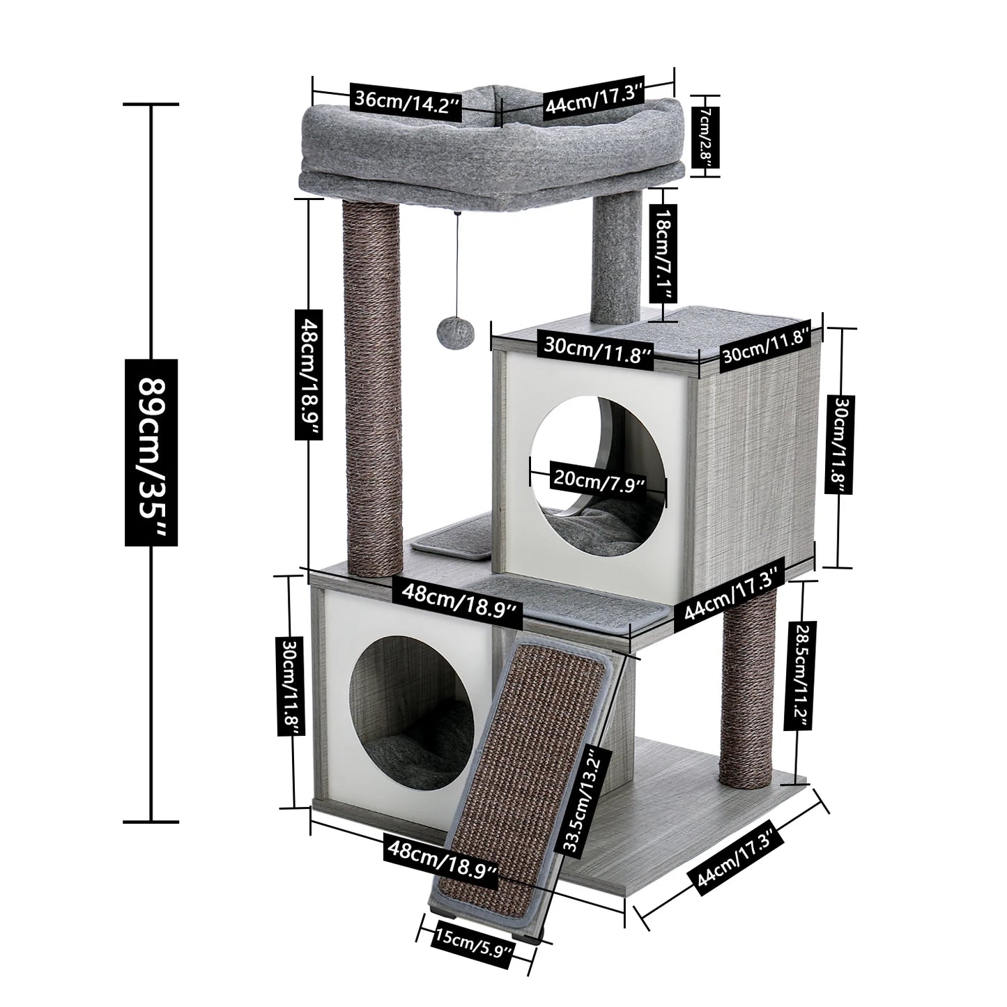 Multi-Level Stairs for Dog Cat Tree Condo Sisal Scratching Posts Bed