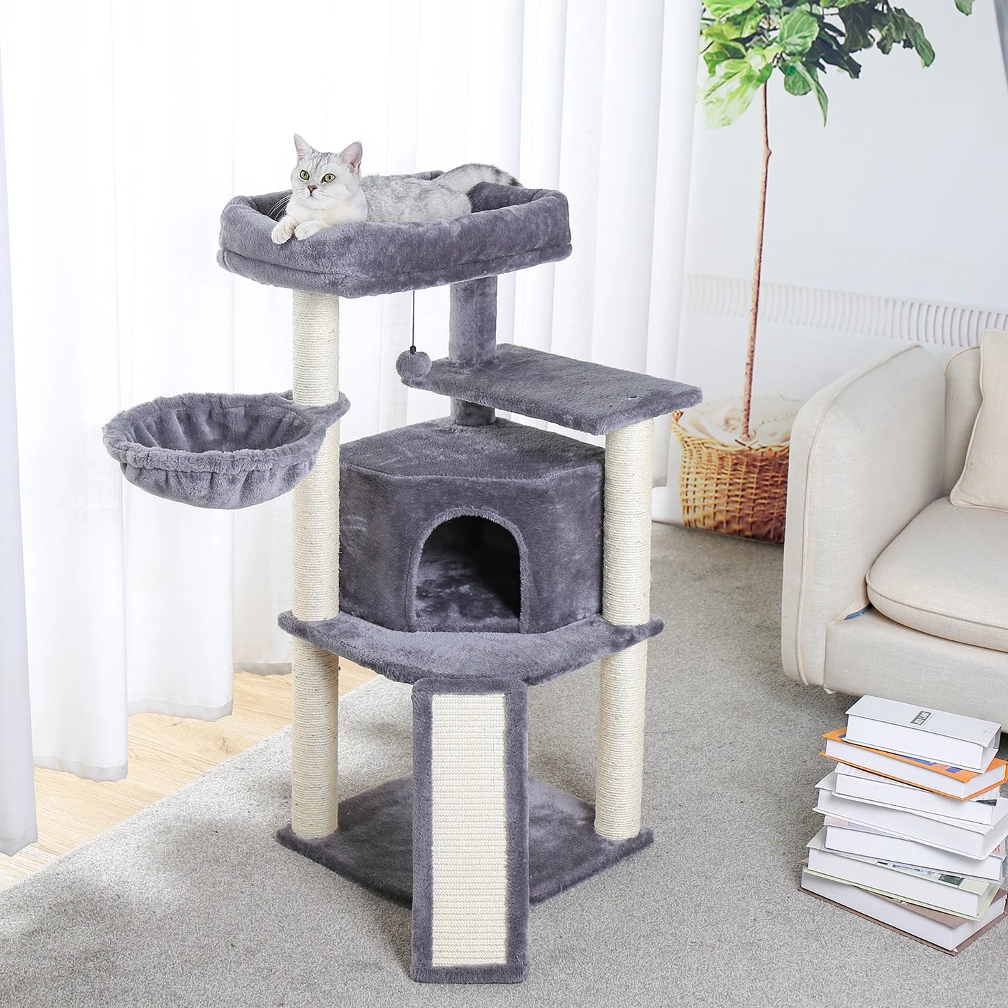 Multi-Level Stairs for Dog Cat Tree Condo Sisal Scratching Posts Bed