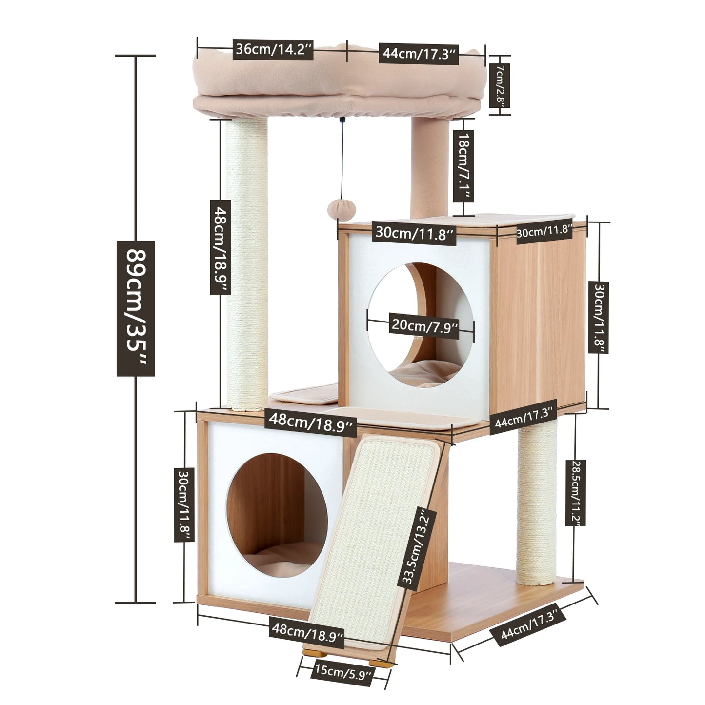 Multi-Level Stairs for Dog Cat Tree Condo Sisal Scratching Posts Bed