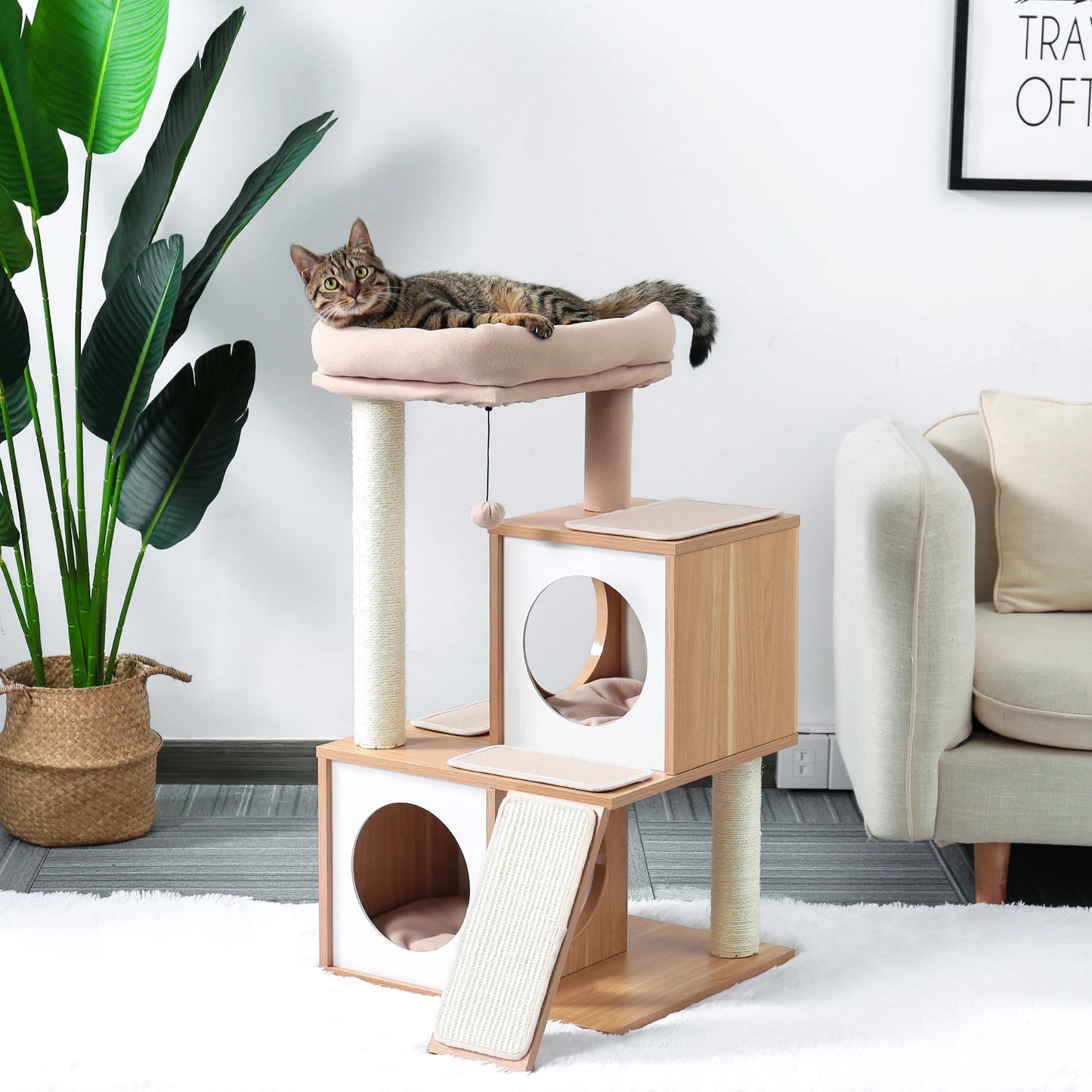 Multi-Level Stairs for Dog Cat Tree Condo Sisal Scratching Posts Bed