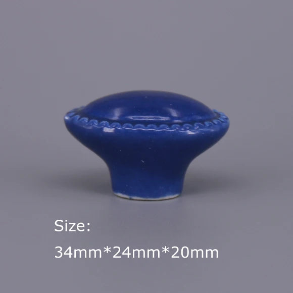 1PC Children Room Drawer Dresser Handles Blue Ceramic Knob
