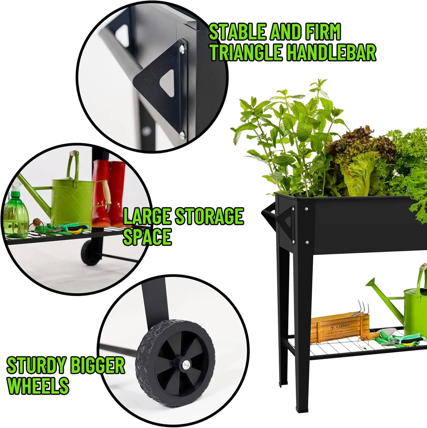 Raised Garden Bed with Wheels Anti-Rust Steel Planter Box