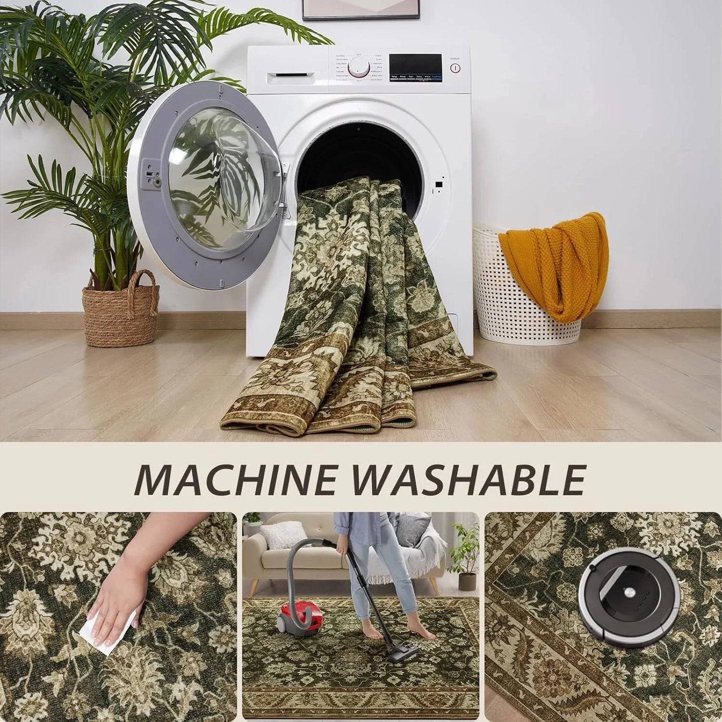Faux Cashmere Vintage Soft Accent Area Rugs Machine Washable