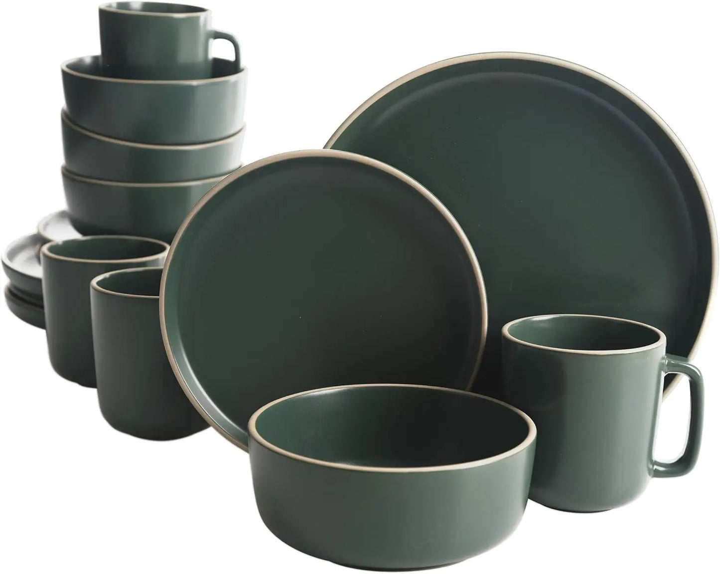 Zuma Stoneware Dinnerware Set - Matte Black for Four