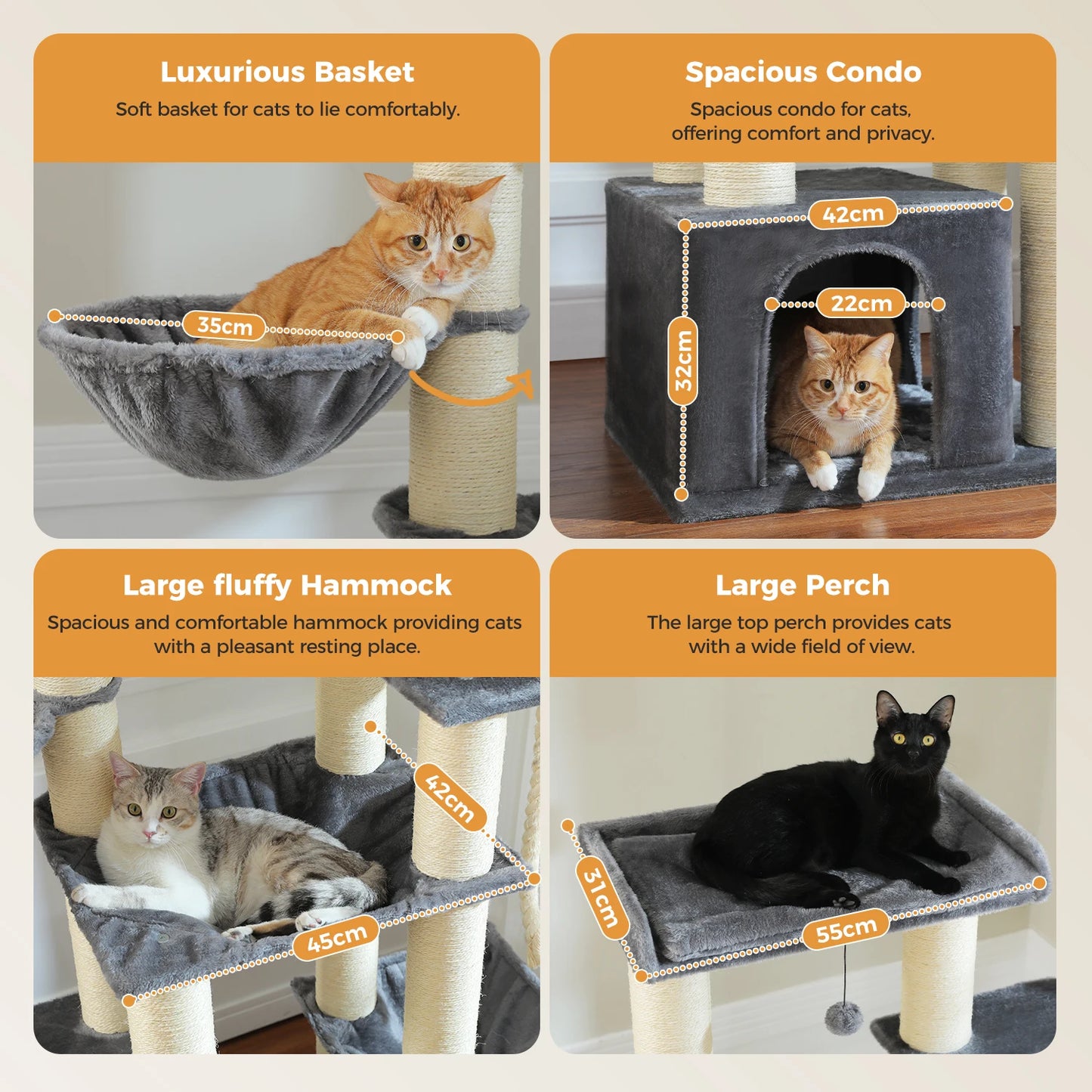 Big Cat Tree for Large Cats Robust Cat Tower with Perch