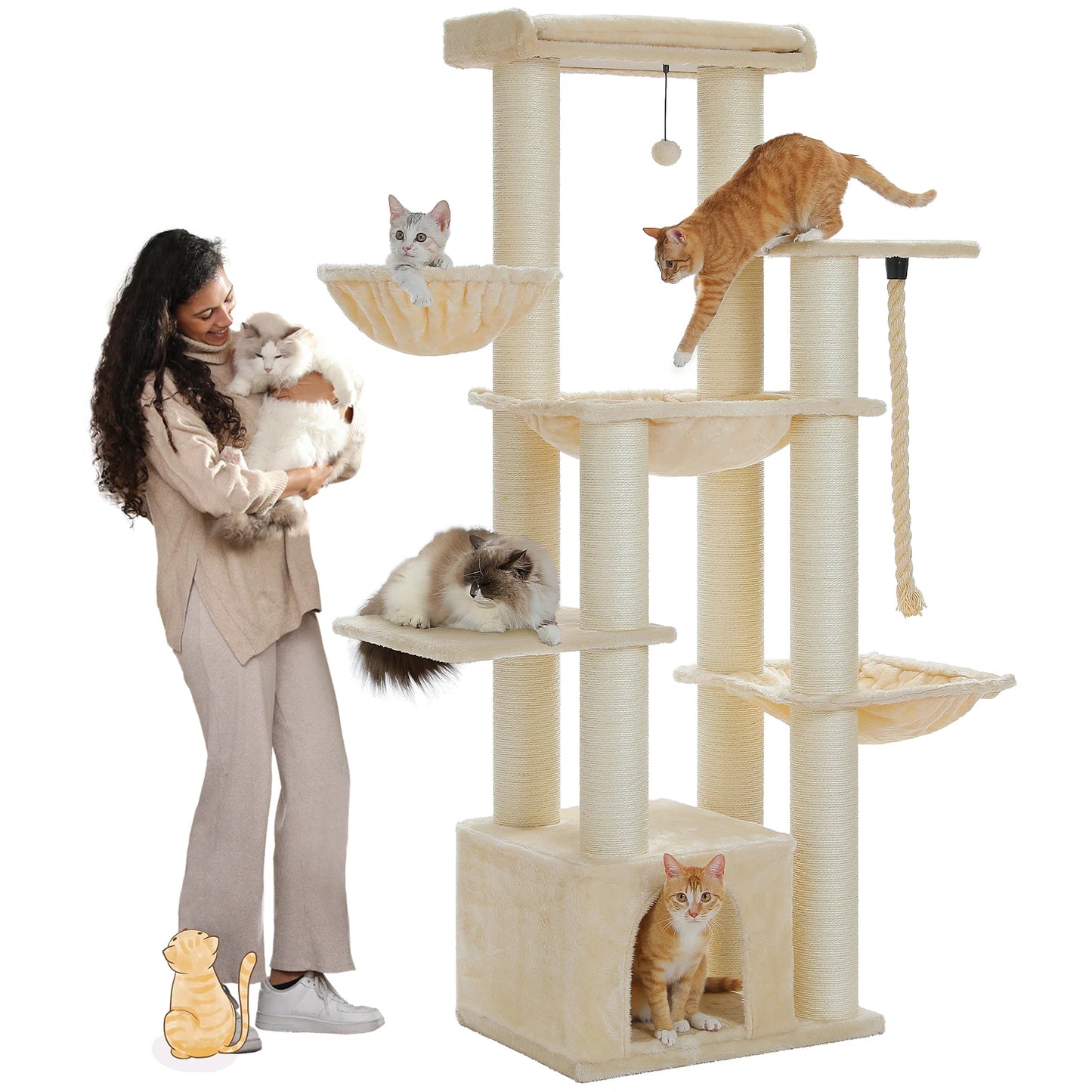 Big Cat Tree for Large Cats Robust Cat Tower with Perch