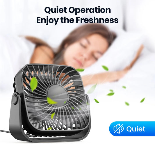 USB Pack of 2 Mini Table Fans Quiet & Strong Airflow
