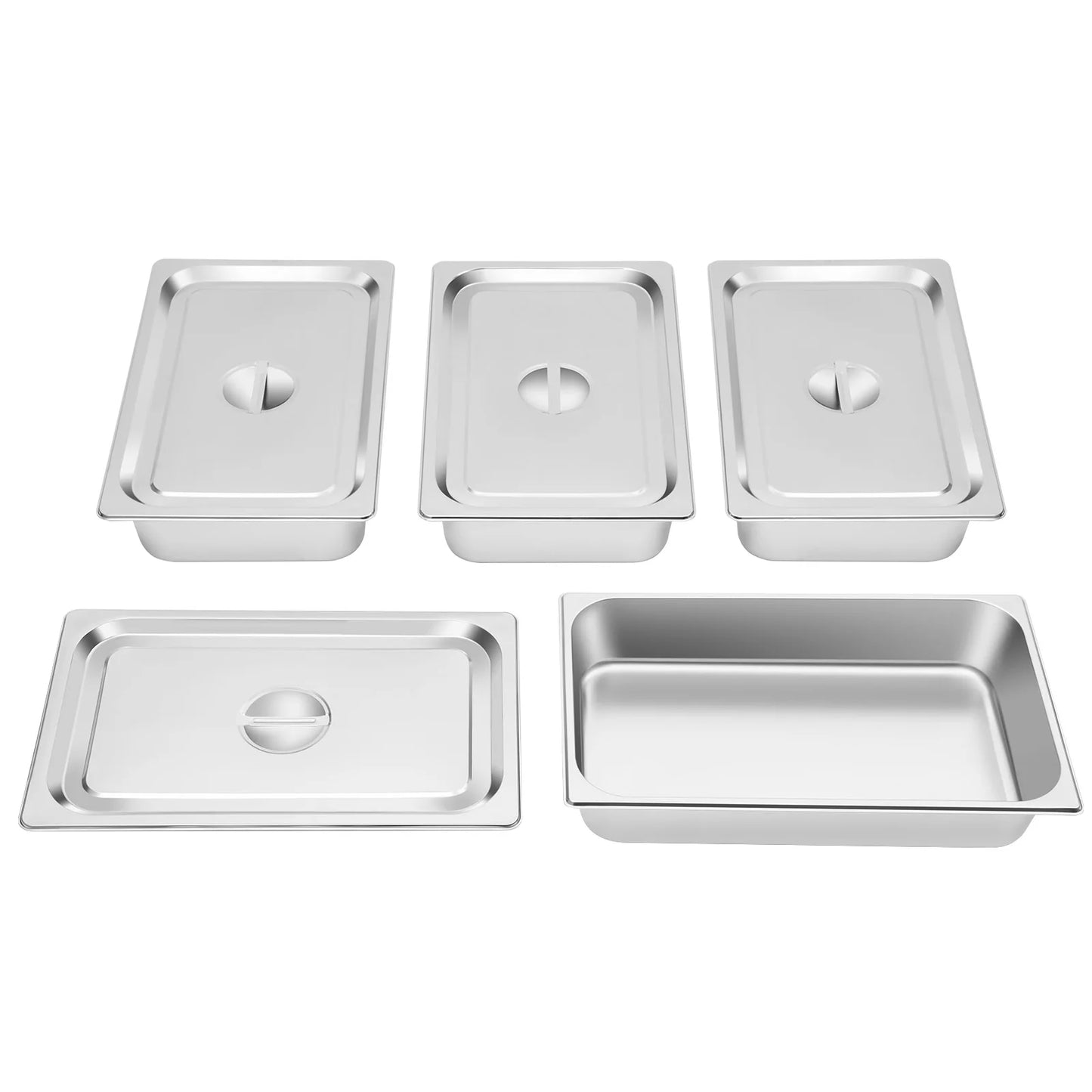 4 Pc Table Pans w/Lids Buffet Dishes Stainless Steel Set