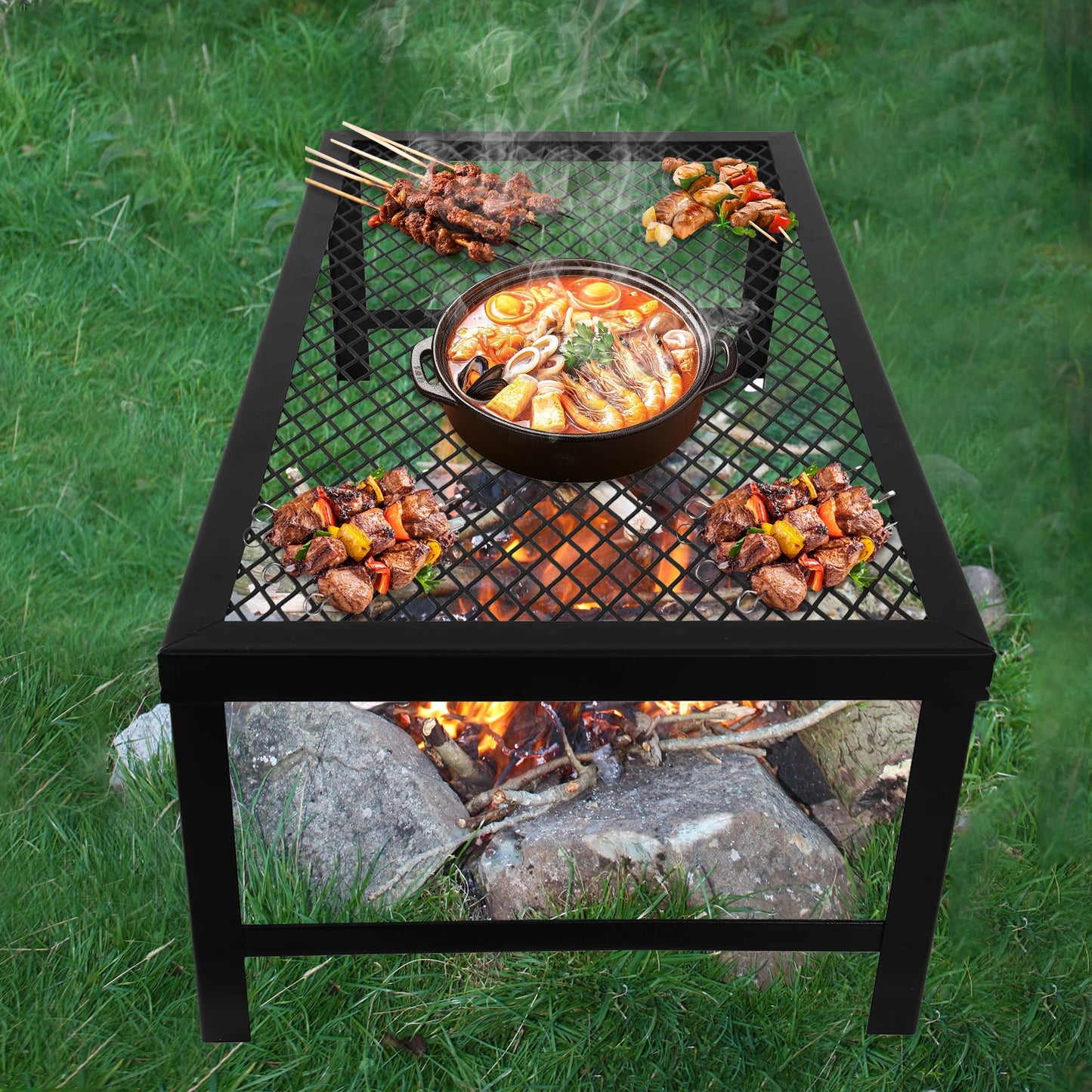 Folding Camping Grill 55*30*18cm Foldable Grill Rack Portable