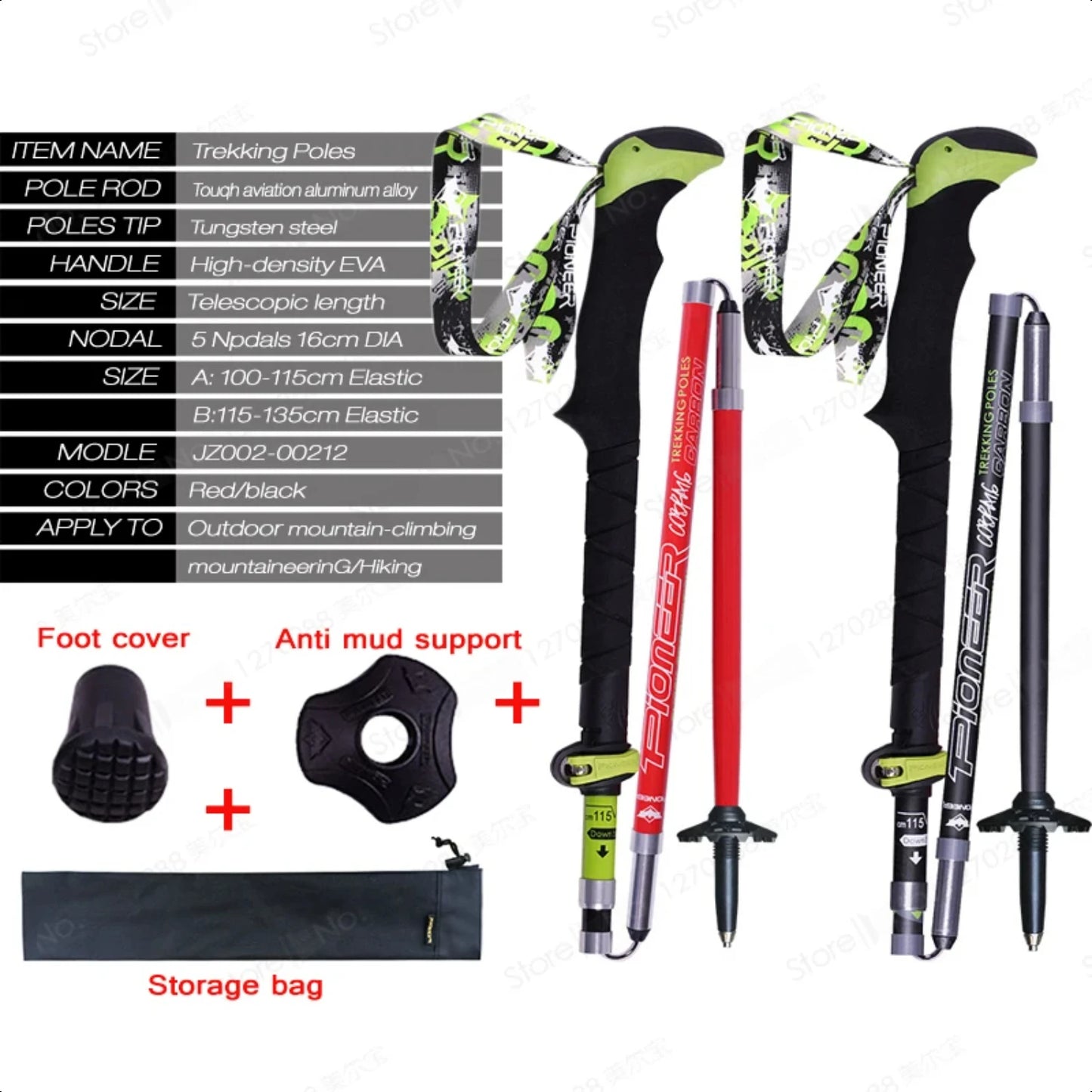 Professional Folding Trekking Poles Carbon Alpenstocks Hiking Sticks