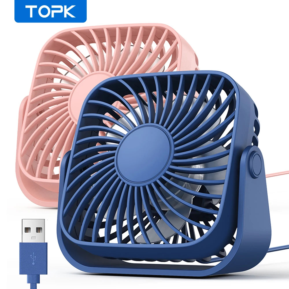 USB Pack of 2 Mini Table Fans Quiet & Strong Airflow