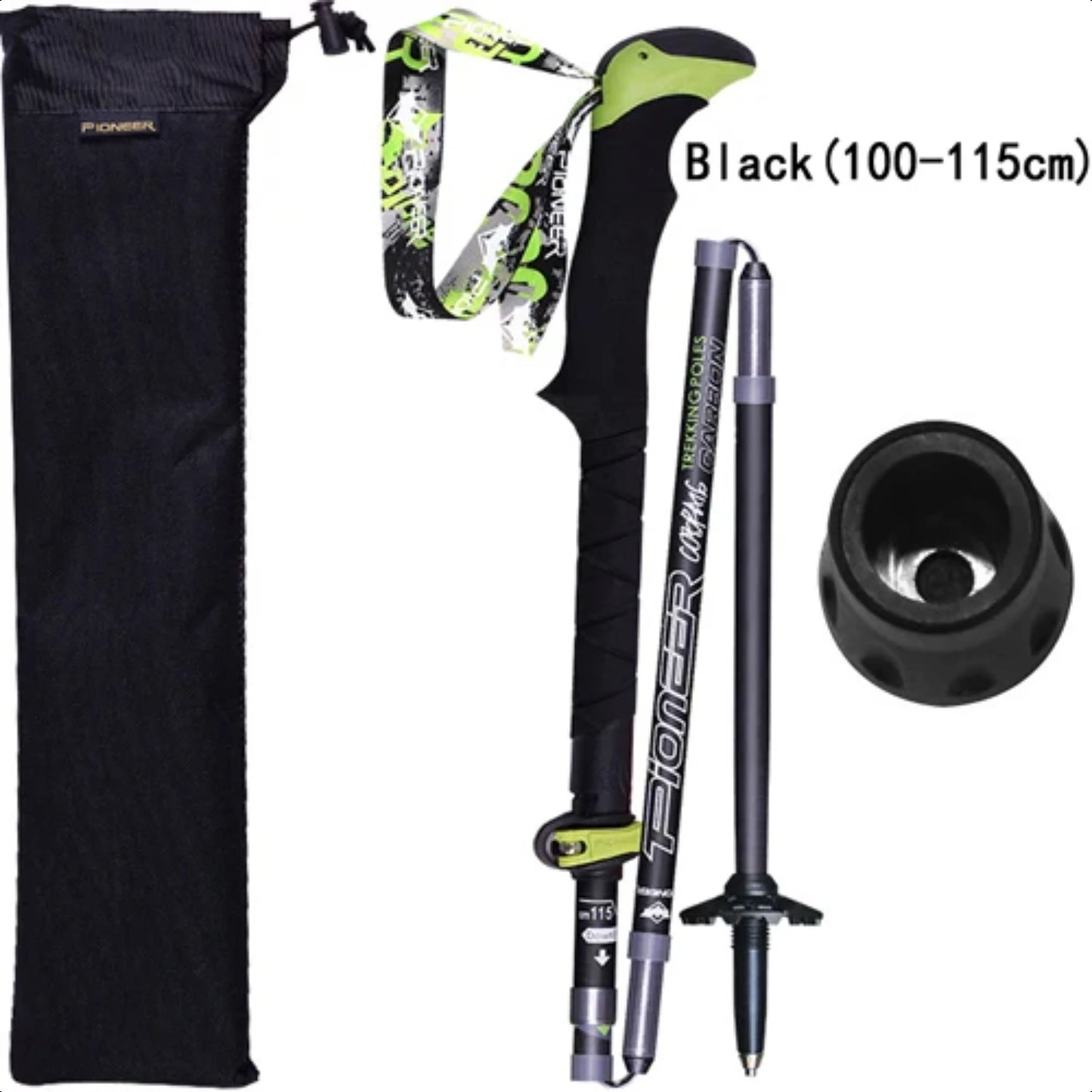 Professional Folding Trekking Poles Carbon Alpenstocks Hiking Sticks