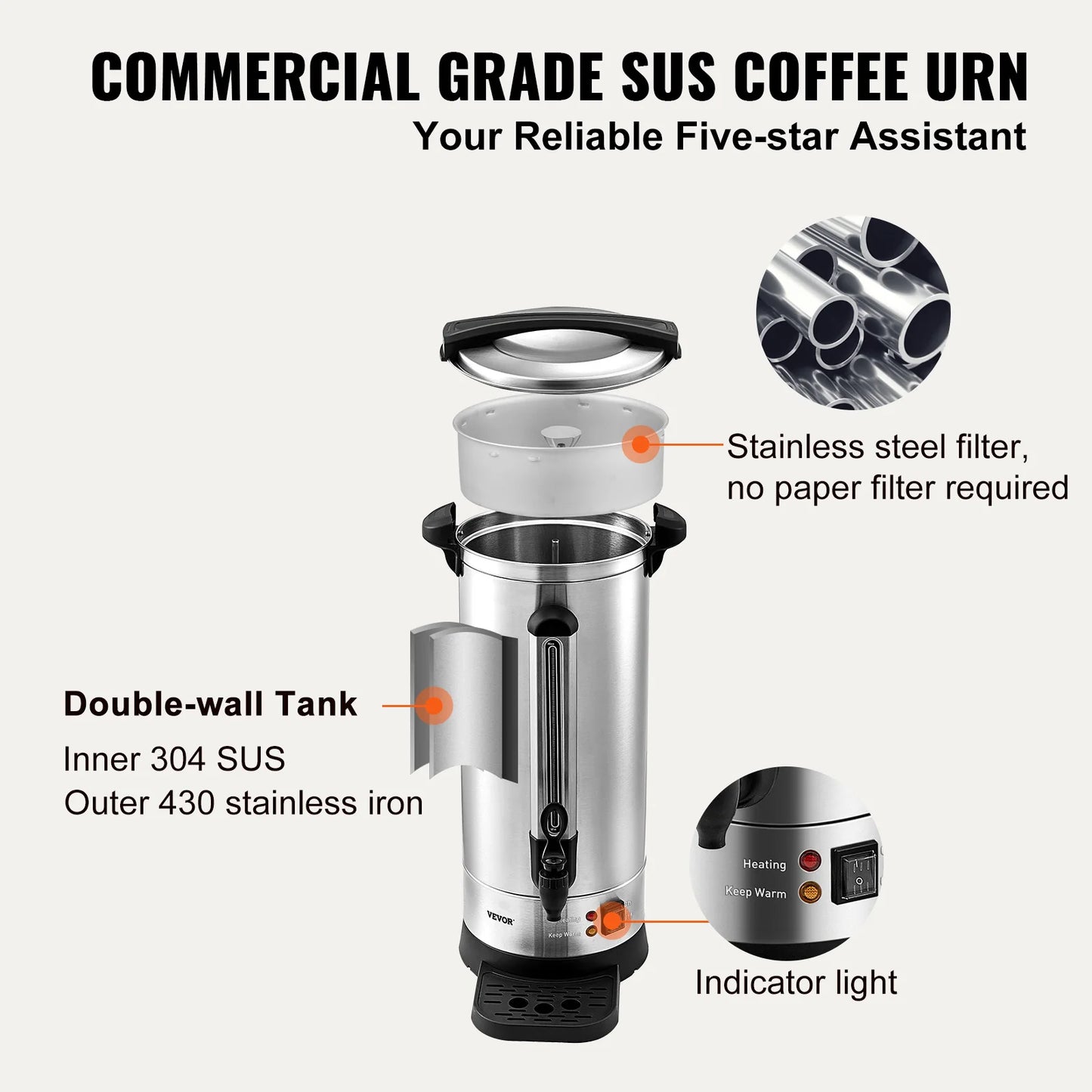110 Cups Stainless Steel Coffee Thermos Hot Water Camping