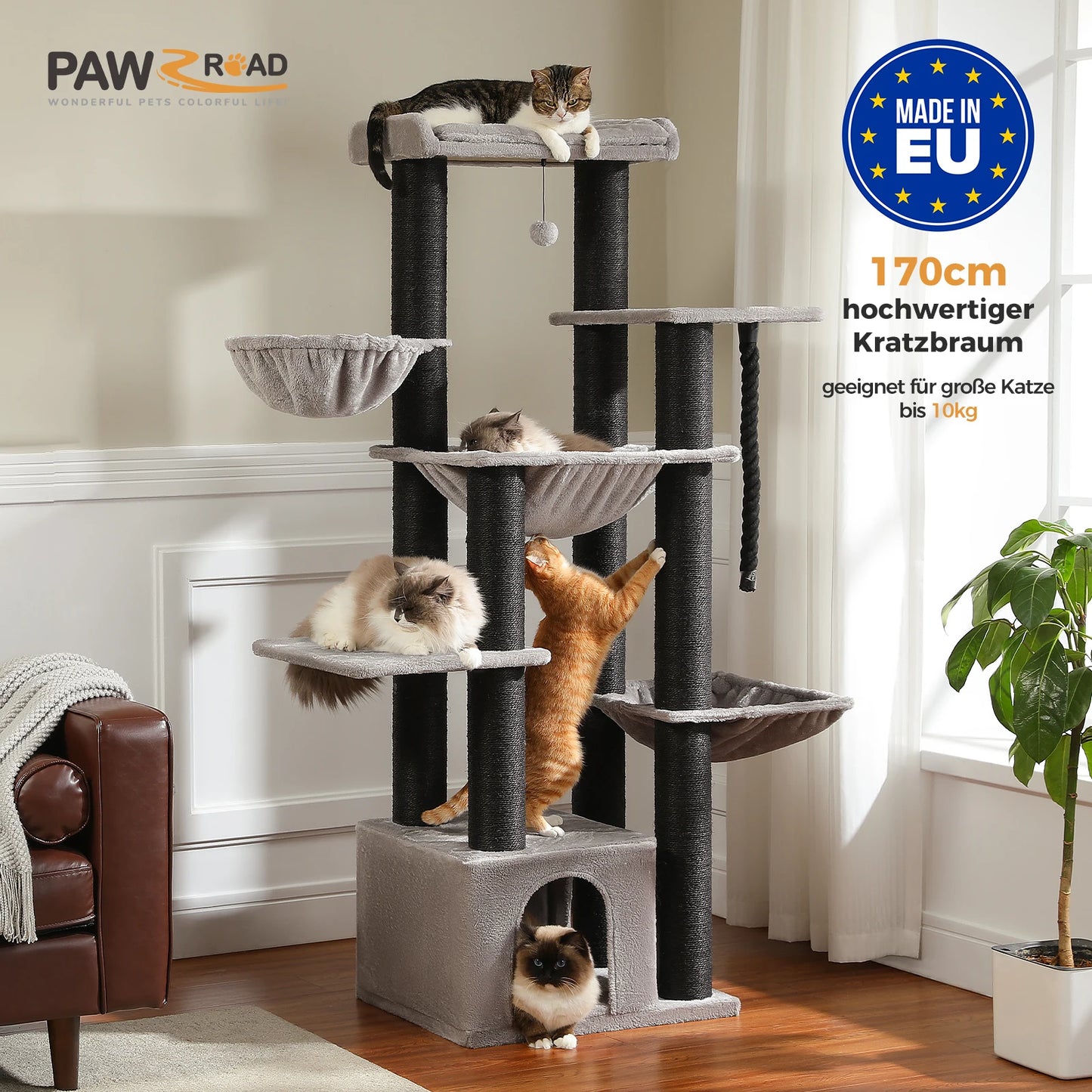 Big Cat Tree for Large Cats Robust Cat Tower with Perch