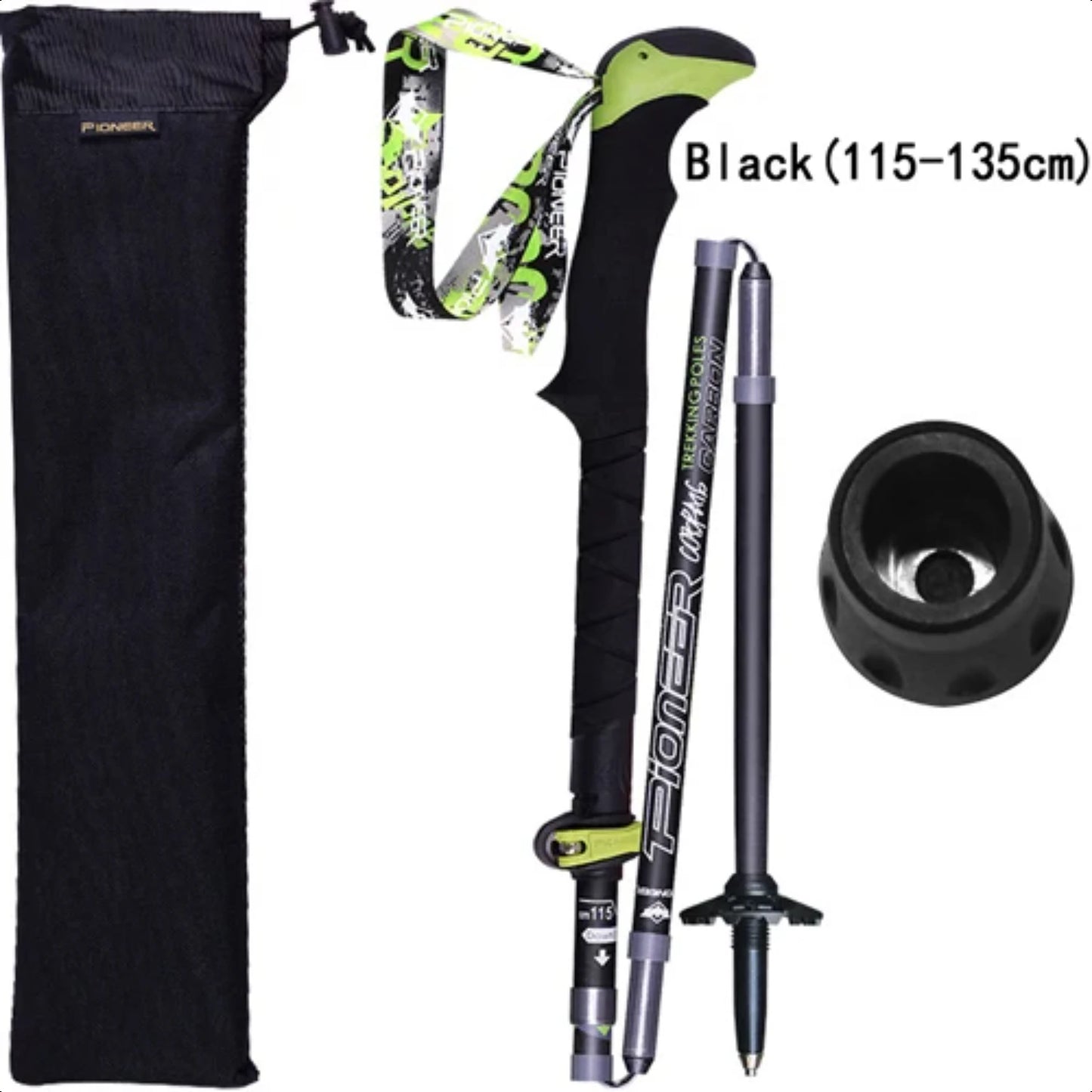Professional Folding Trekking Poles Carbon Alpenstocks Hiking Sticks