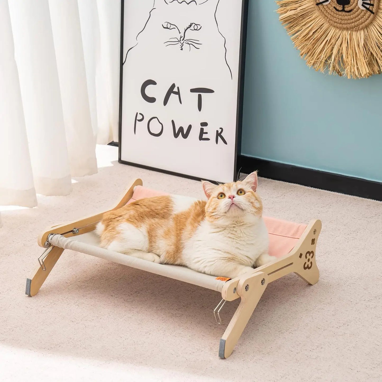 Window Perch Hammock Seat 2 in 1 Beige Cream Grey Pink Adjustable for Indoor Cats
