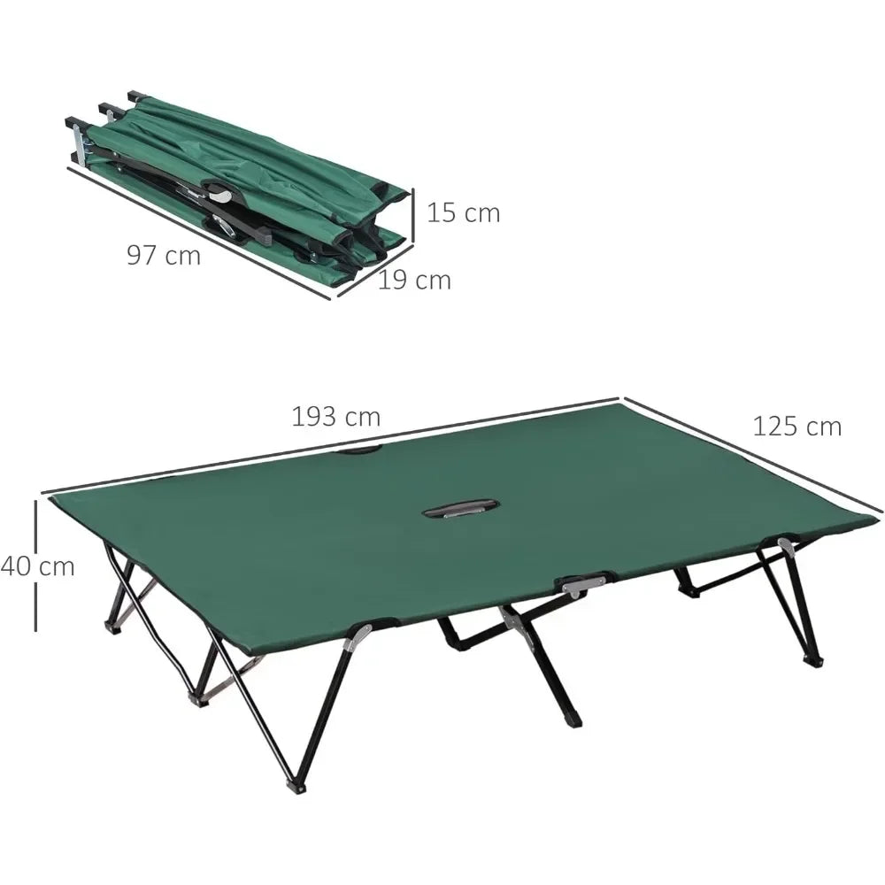 2 Person Folding Camping Cot 50 Inch Extra Wide Outdoor Portable Sleeping Cot with Carry Bag Elevated Camping Bed Beach Hiking