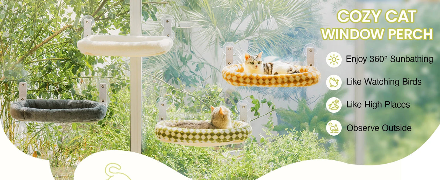Foldable Window Perch 4 Strong Suction Cups Cordless Hammock